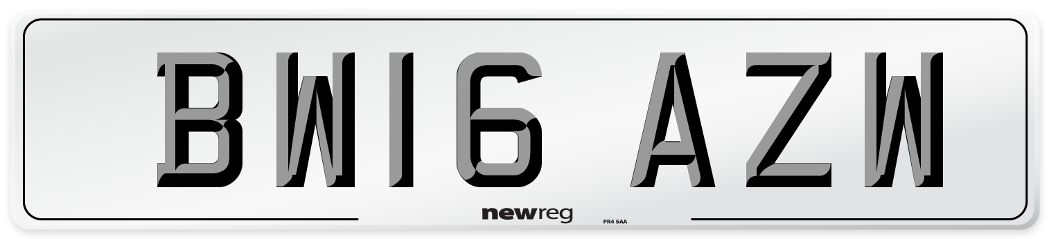 BW16 AZW Number Plate from New Reg